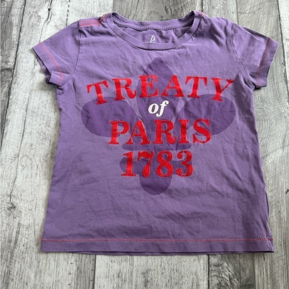 Peek Treaty Of Paris Graphic Tee 4/5 Girls Small Purple Organic
